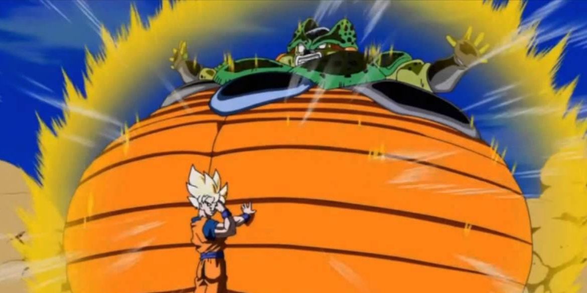 Cell self-destructing in Dragon Ball Z