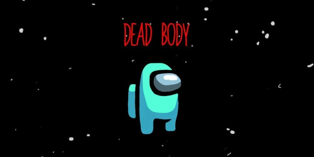 Among Us Cyan with Dead Body Text