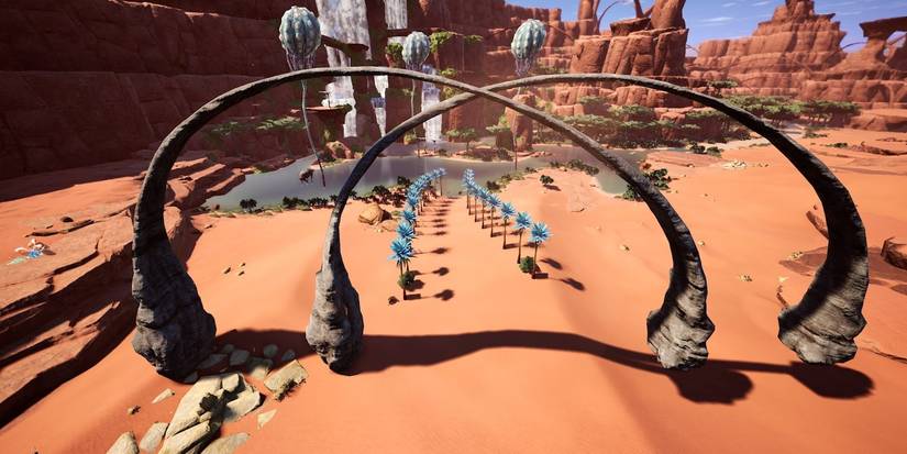 Flora placed by the player using Decoration Mod in Satisfactory