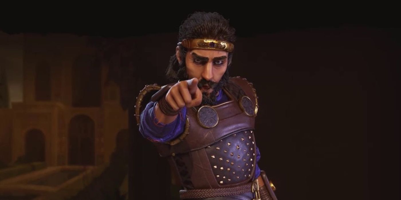 Civilization 6 screenshot Persian leader Cyrus gesturing angrily
