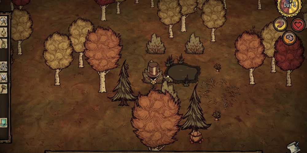 Players Can Chop Done Birch Trees For Wood And Birchnuts In Don't Starve