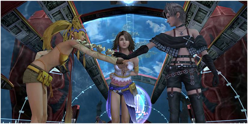 FF10-2 Rikku Yuna and Paine Fistbump