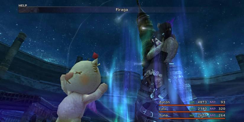 Final Fantasy 10 Lulu Casting Firaga Black Magic Moogle