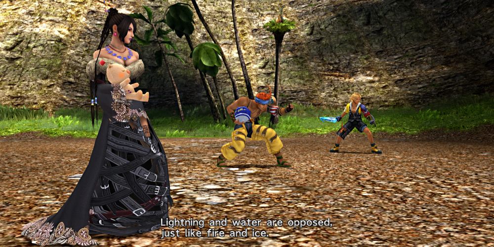 Final Fantasy 10 Lulu Discussing Black Magic With Wakka and Tidus