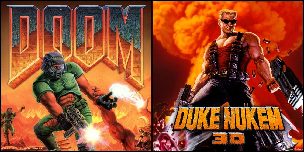 Split Image Showing Doom and Duke Nukem 3D Box Art