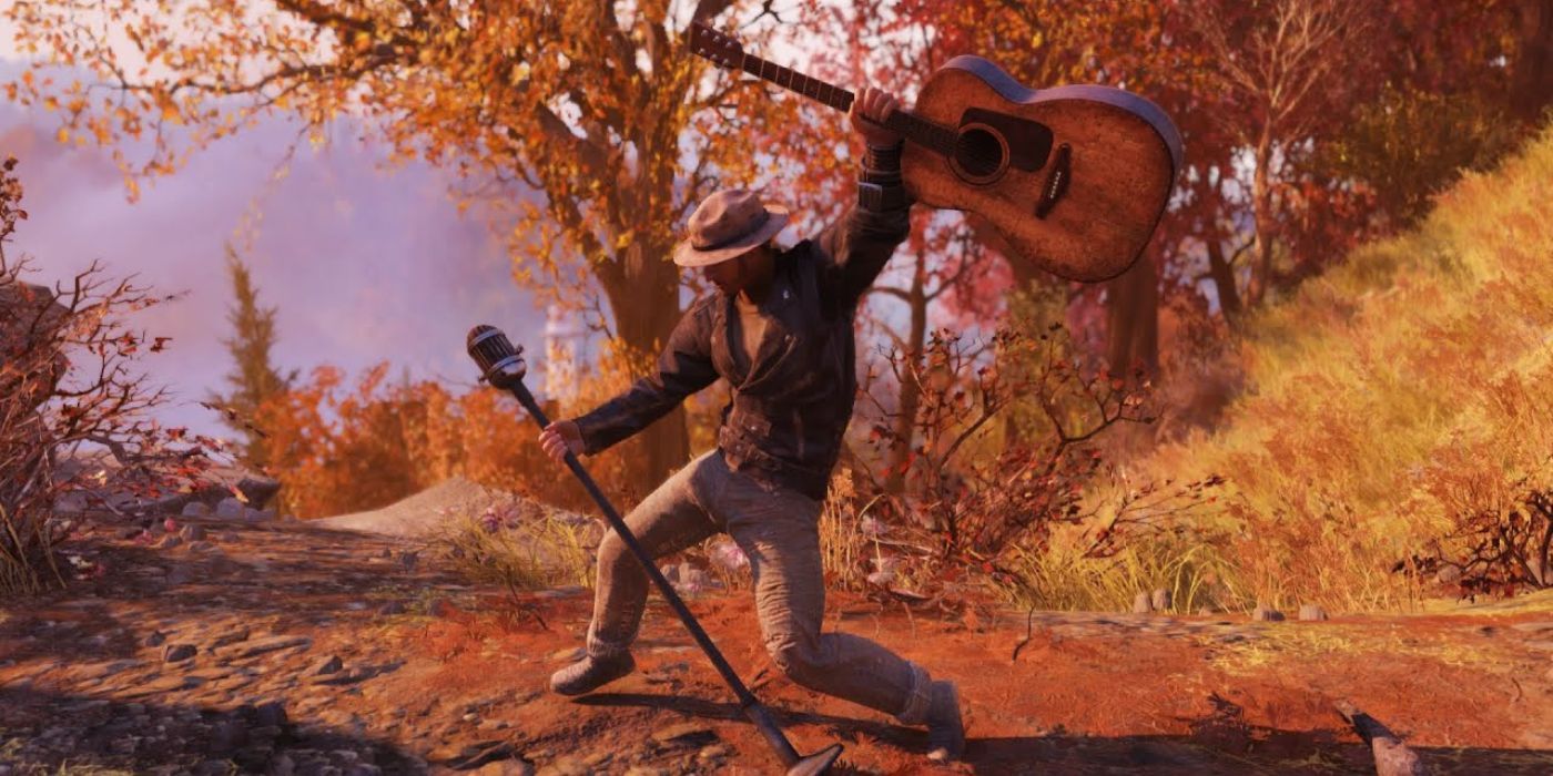 Player With Guitar & Microphone