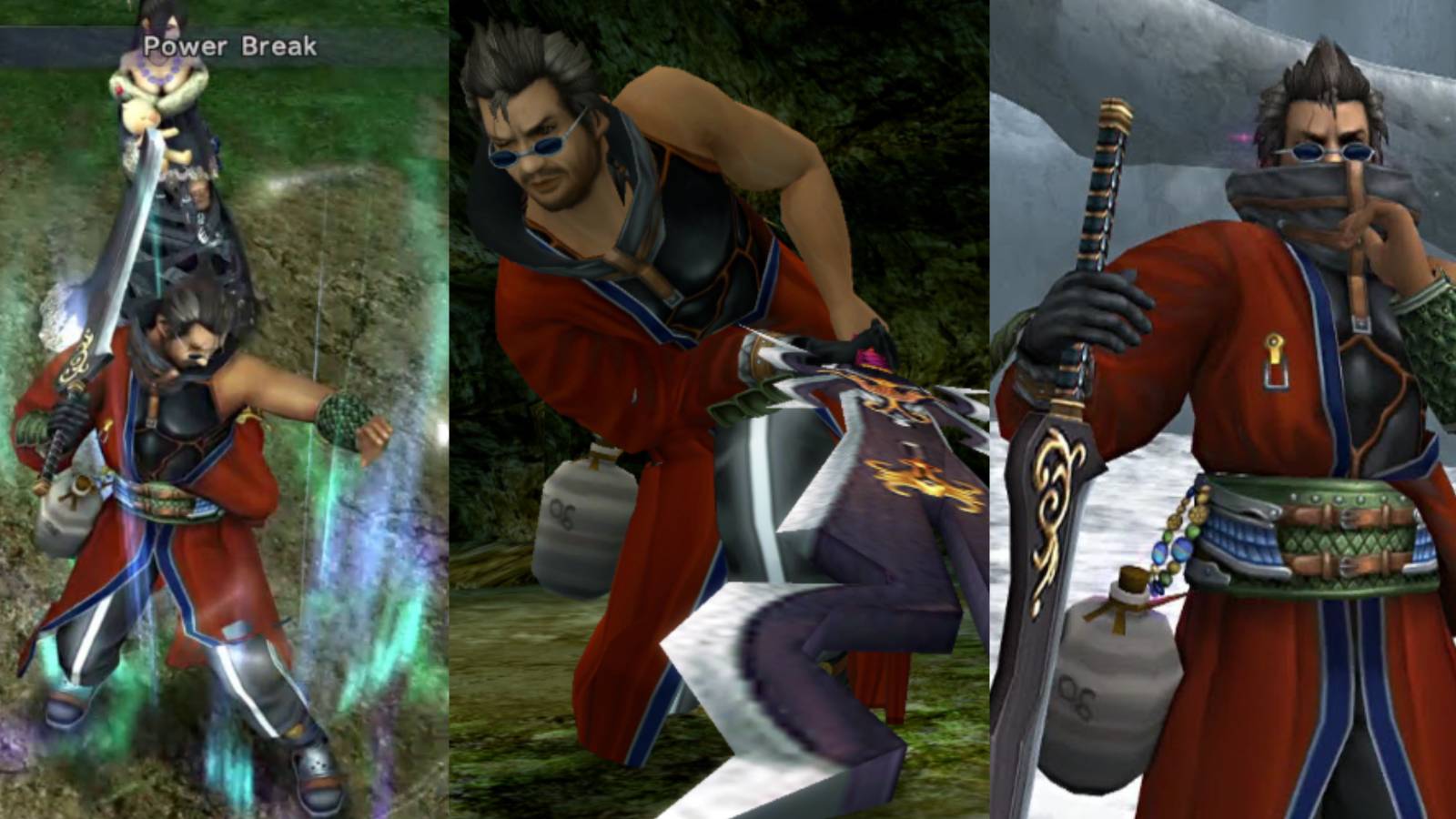 Screenshots of Auron from Final Fantasy 10