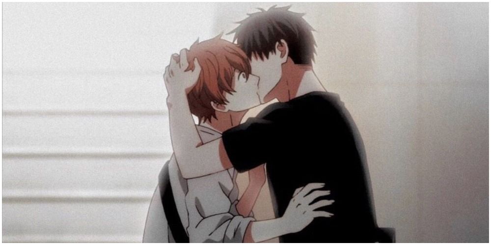 funny gay anime kiss