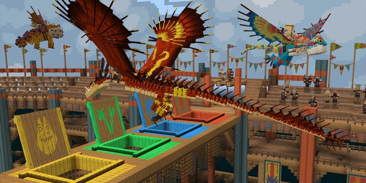 Dragon racing in the HTTYD Minecraft dlc