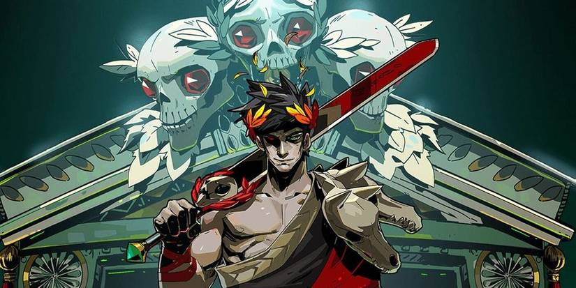 Zagreus stands in front of a stone door