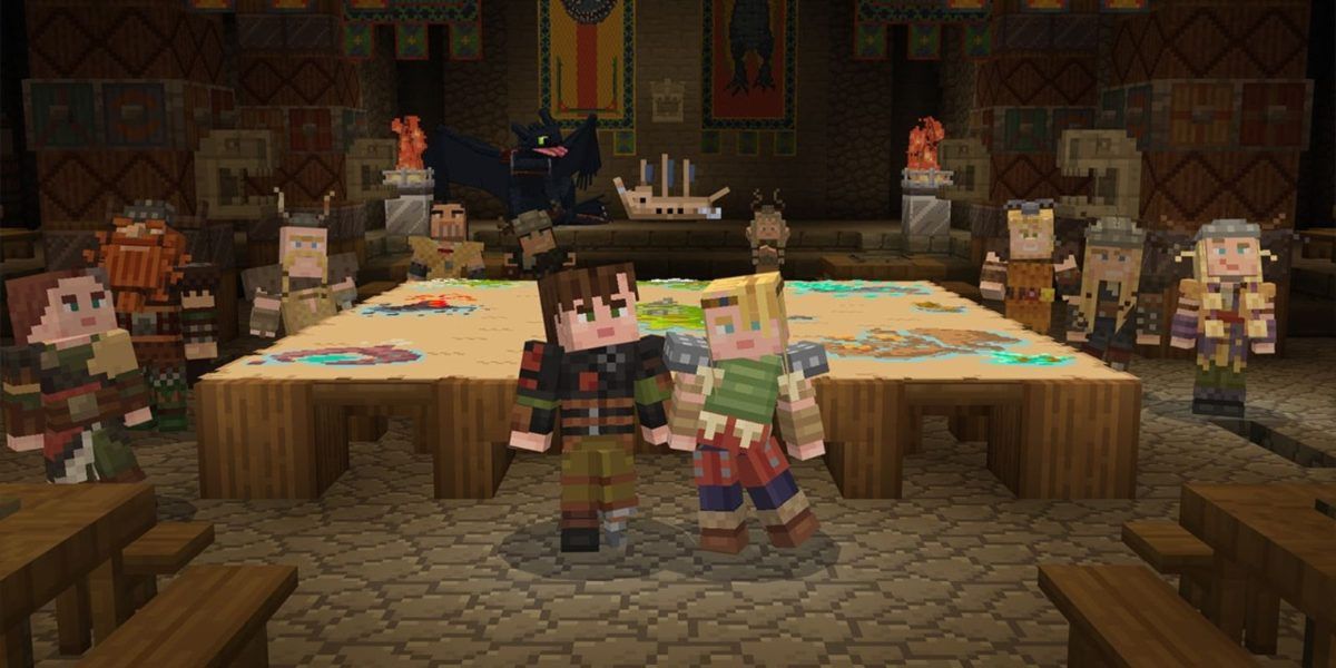 Minecraft skins of various How To Train Your Dragon characters from the DLC