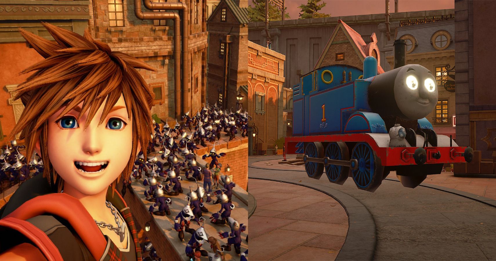 Kingdom Hearts 3 mods featuring an endless horde, and Thomas the Tank Engine