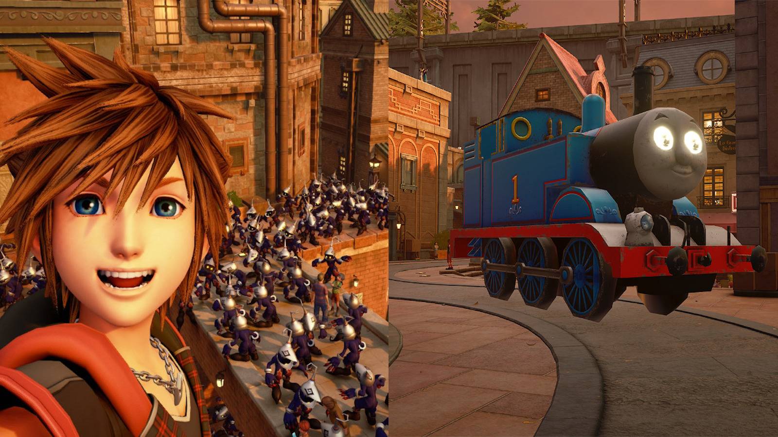 Kingdom Hearts 3 mods featuring an endless horde, and Thomas the Tank Engine