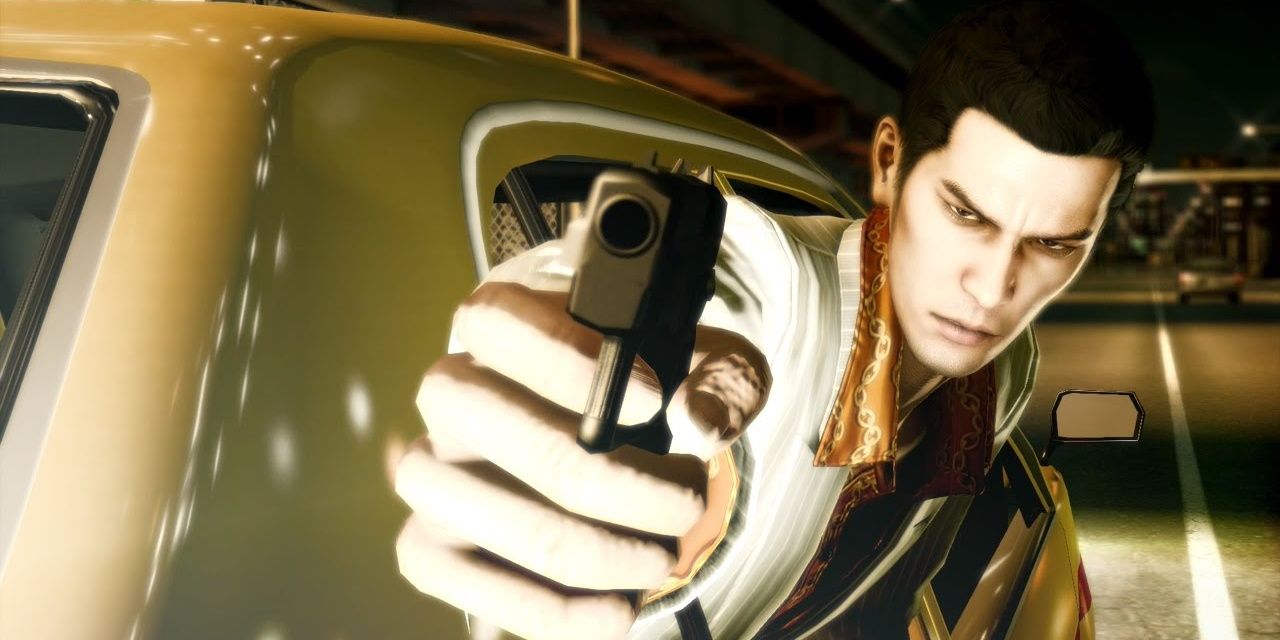 Kiryu using a gun in Yakuza 0