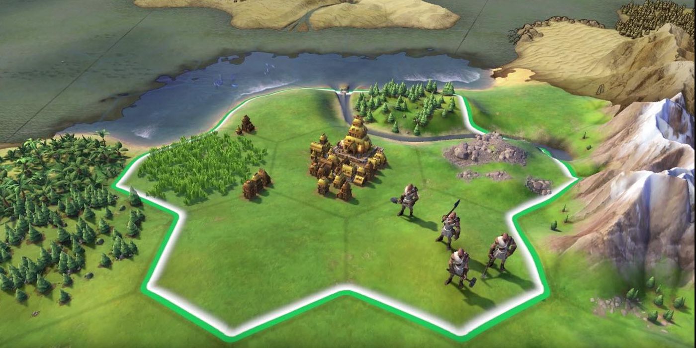 A new Civilization 6 city with builders outside