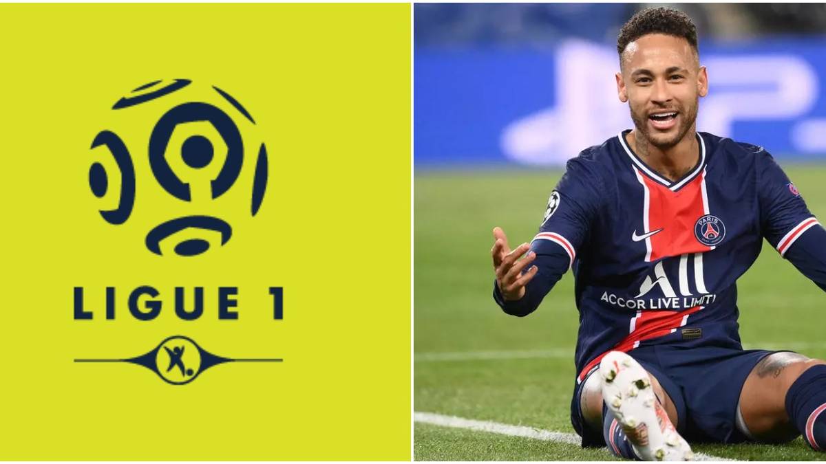 Ligue 1 Logo and Neymar Sitting