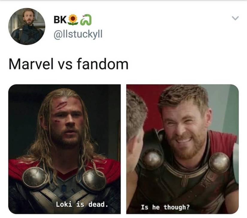 MCU Meme About Marvel and Fans Differing Beliefs About Loki's Death