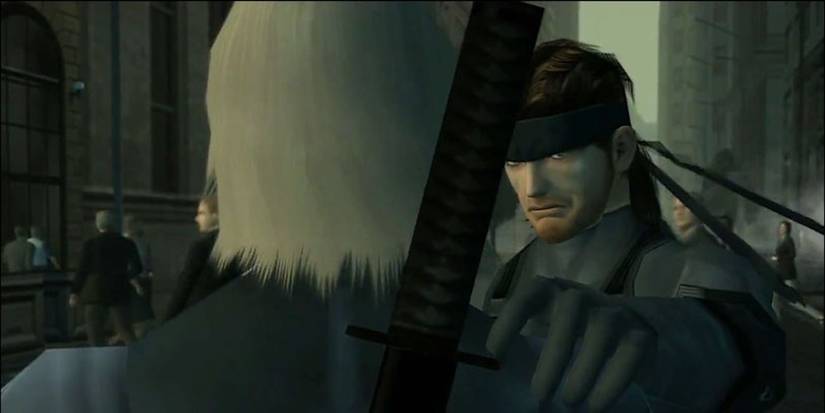 MGS 2 snake holding raiden's shoulder