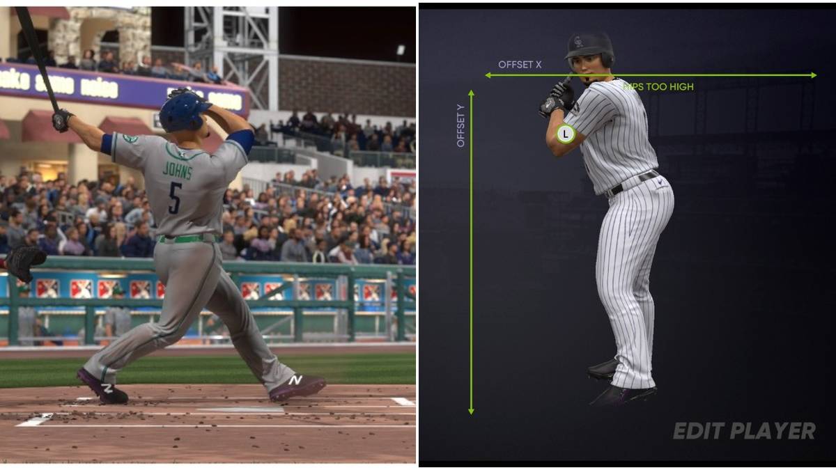 MLB The Show 21 Batting Stance Creator Collage Home Run And Height Adjustment