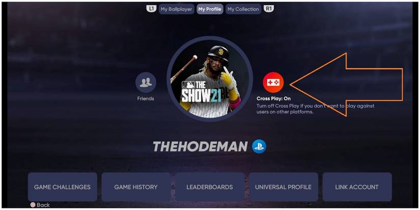 MLB The Show 21 Enabling Cross Play Location