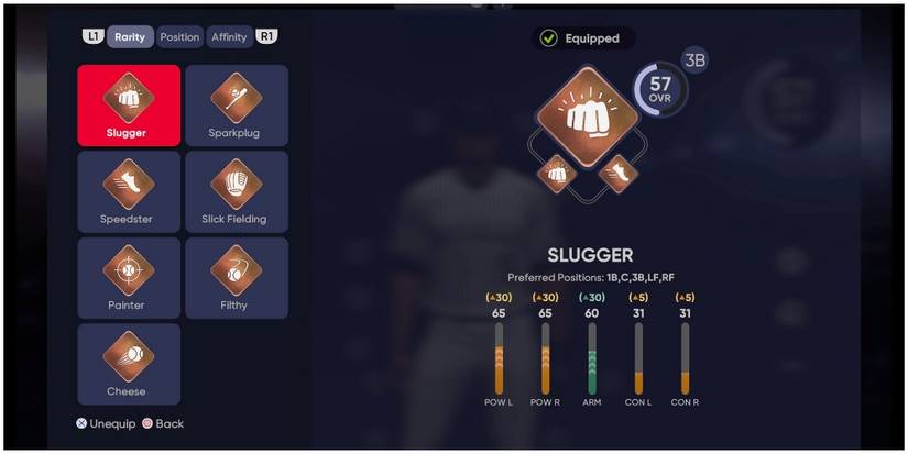 MLB The Show 21 Selecting A Loadout In RTTS