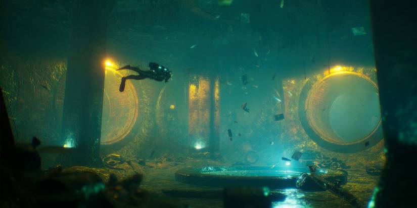 Maneater Grotto With A Diver