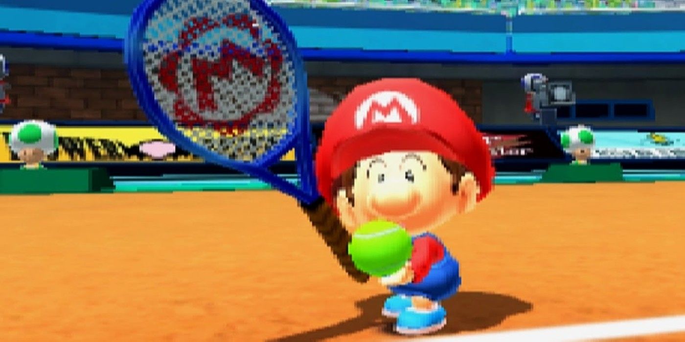 Mario Sports superstars Tennis Exhibition baby Mario serving