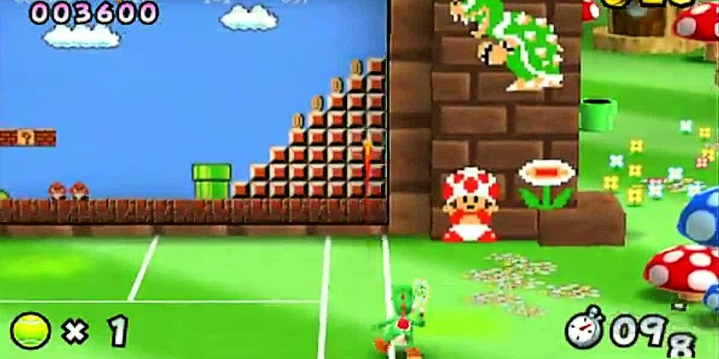 Mario Tennis Open 3DS classic Mario 1 stage backdrop