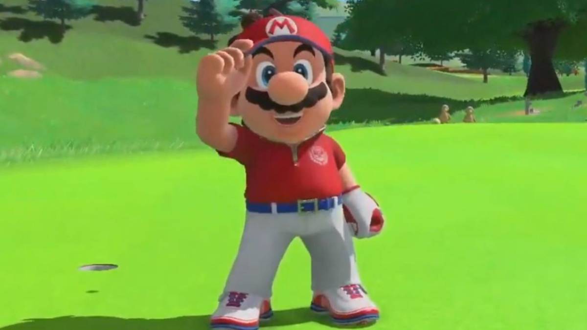 super mario golf smiling