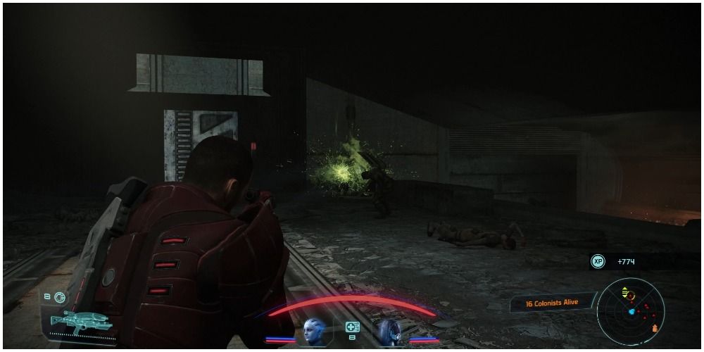 Mass Effect Legendary Edition Grenade Hitting Four Colonists At Once