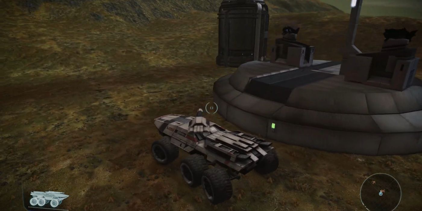 Mass Effect Legendary Edition Screenshot Of Mako Outside a Cerberus Facility