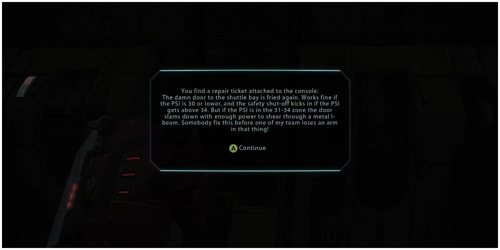 Mass Effect Legendary Edition Note About The Garage Door