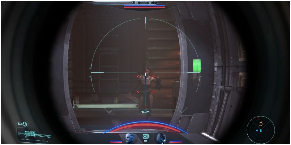 Mass Effect Legendary Edition Shooting A Biotic Terrorist