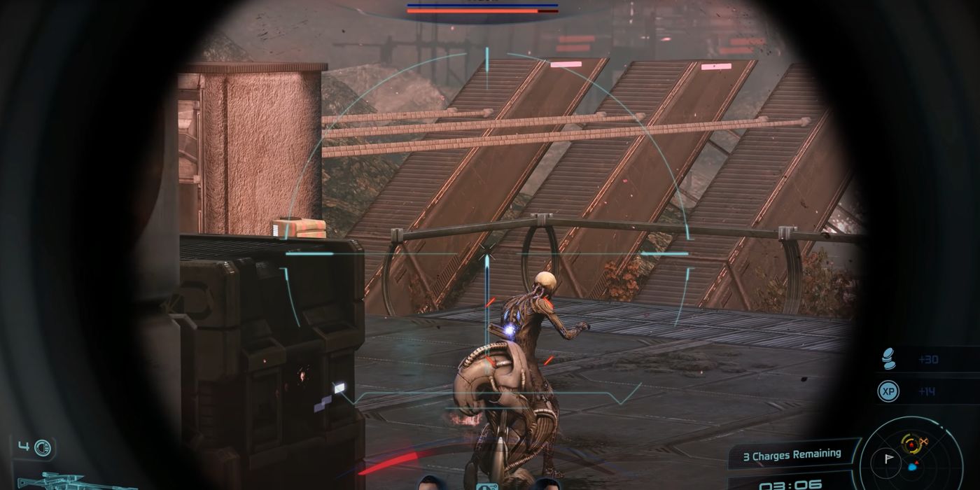 Mass Effect Legendary Edition Screenshot Of Sniper Scope Aiming At Husk