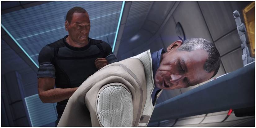 Mass Effect Legendary Edition Udina Getting Knocked Out By Anderson