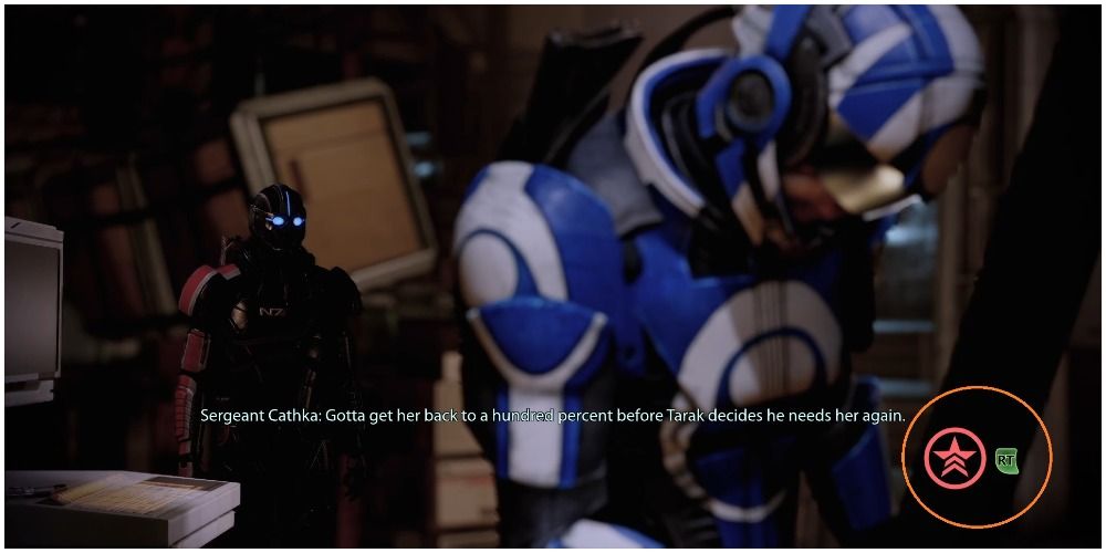 Mass Effect Legendary Edition Using The Renegade Option On Sergeant Cathka