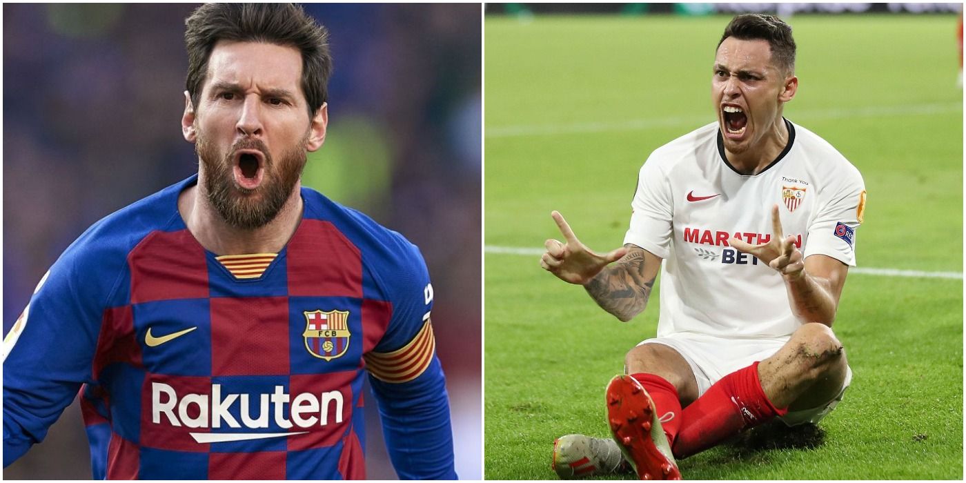 Leo Messi and Lucas Ocampos Celebrating Goals