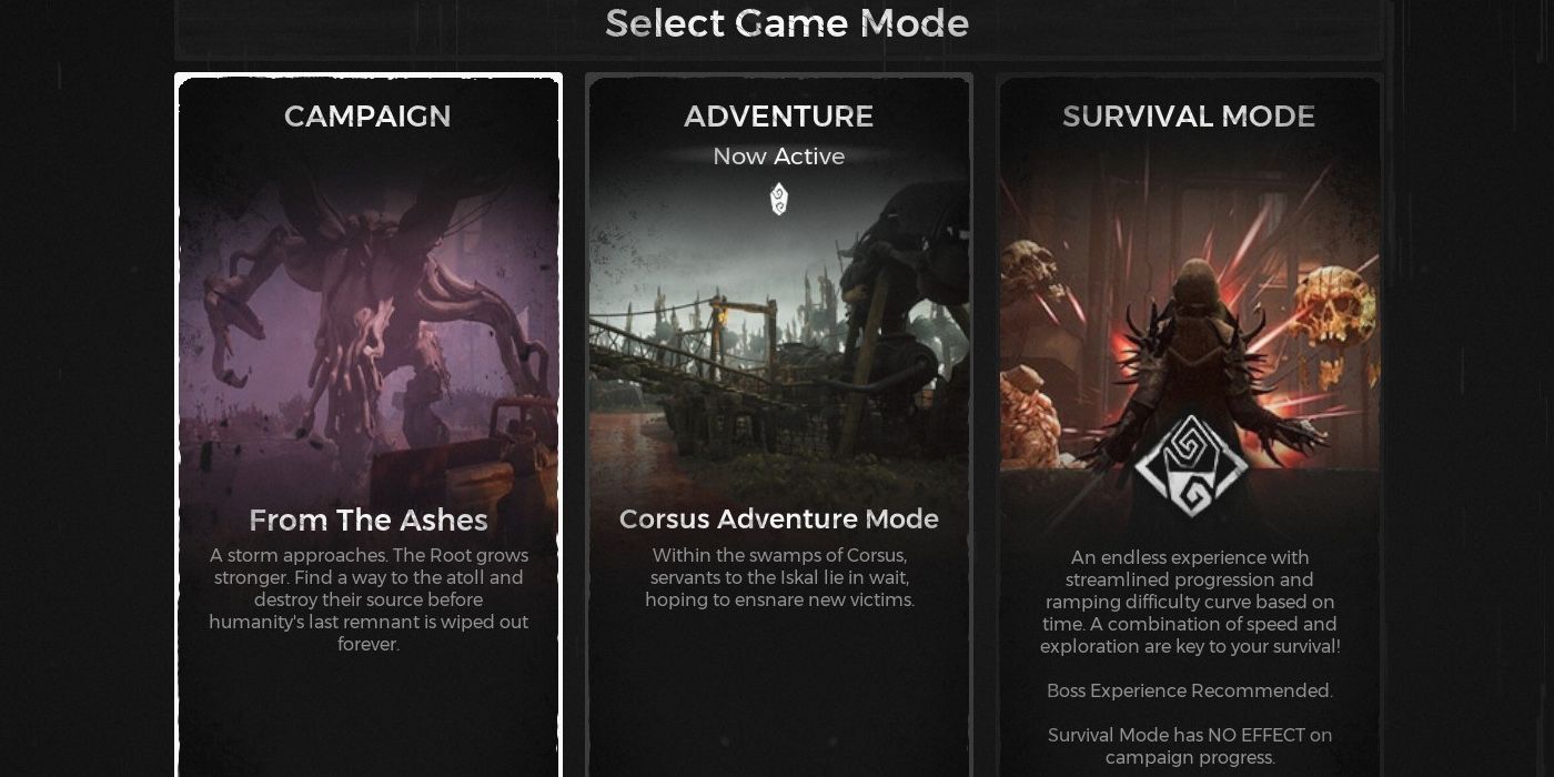 Remnant From The Ashes: All Three Game Modes In The Menu