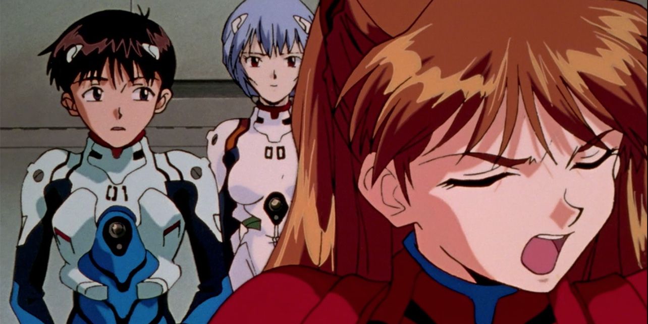 Asuka angry near Rei and Shinji