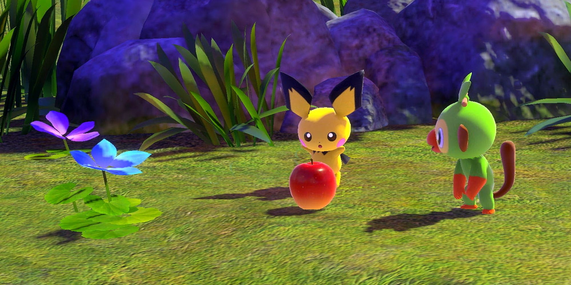 Pichu and Grooky hanging out in New Pokemon Snap
