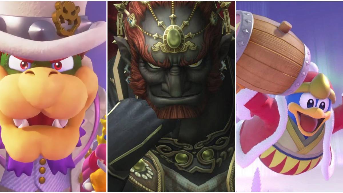 Bowser from Mario Odyssey, Ganondorf from Twilight Princess, King Dedede belly-flopping