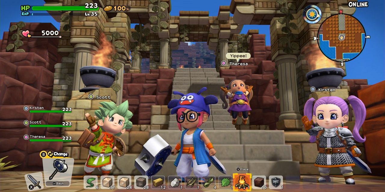 A pack of players gather online in Dragon Quest Builders 2