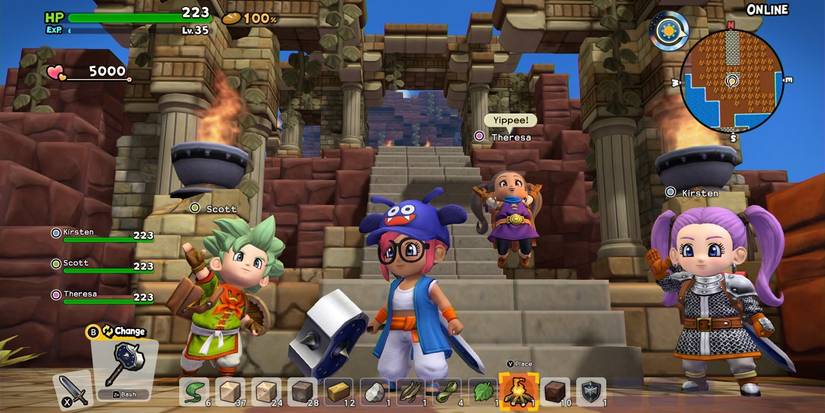 A pack of players gather online in Dragon Quest Builders 2