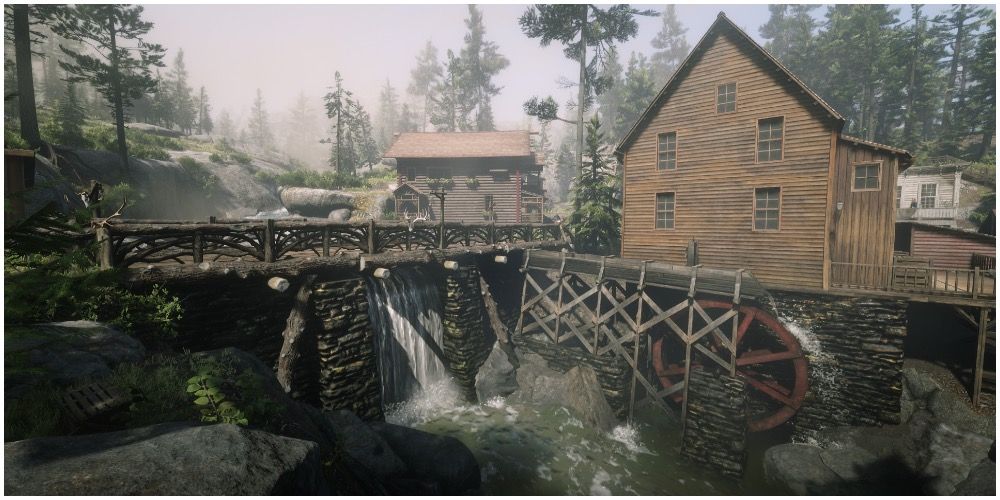 An overview of the water wheel in Strawberry