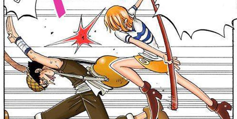 One Piece: Nami Using Her Original Bo Staff To Hit Usopp