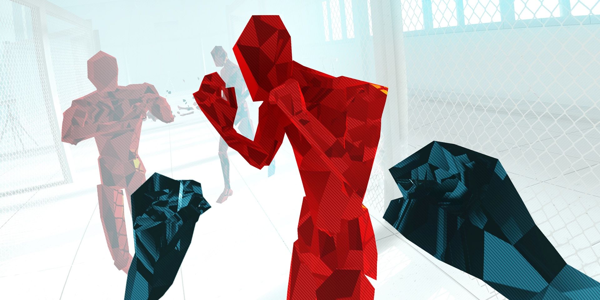 The player fist-fighting in Superhot VR