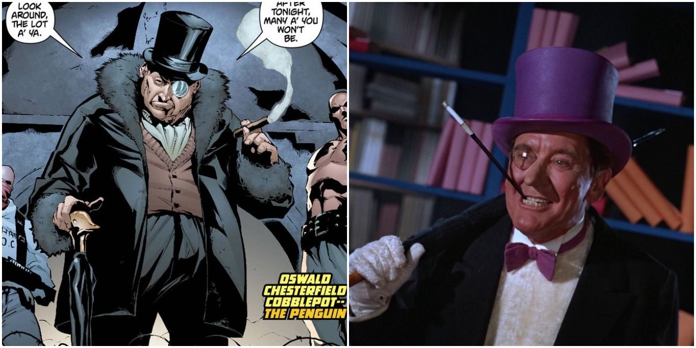 Burgess Meredith is straight out of the comics as the Penguin in Batman