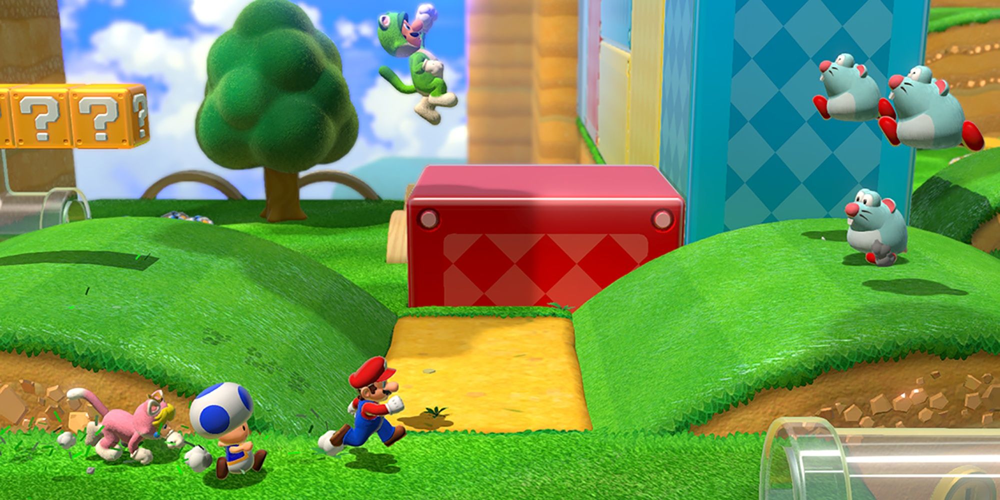 Four player co-op in Super Mario 3D World