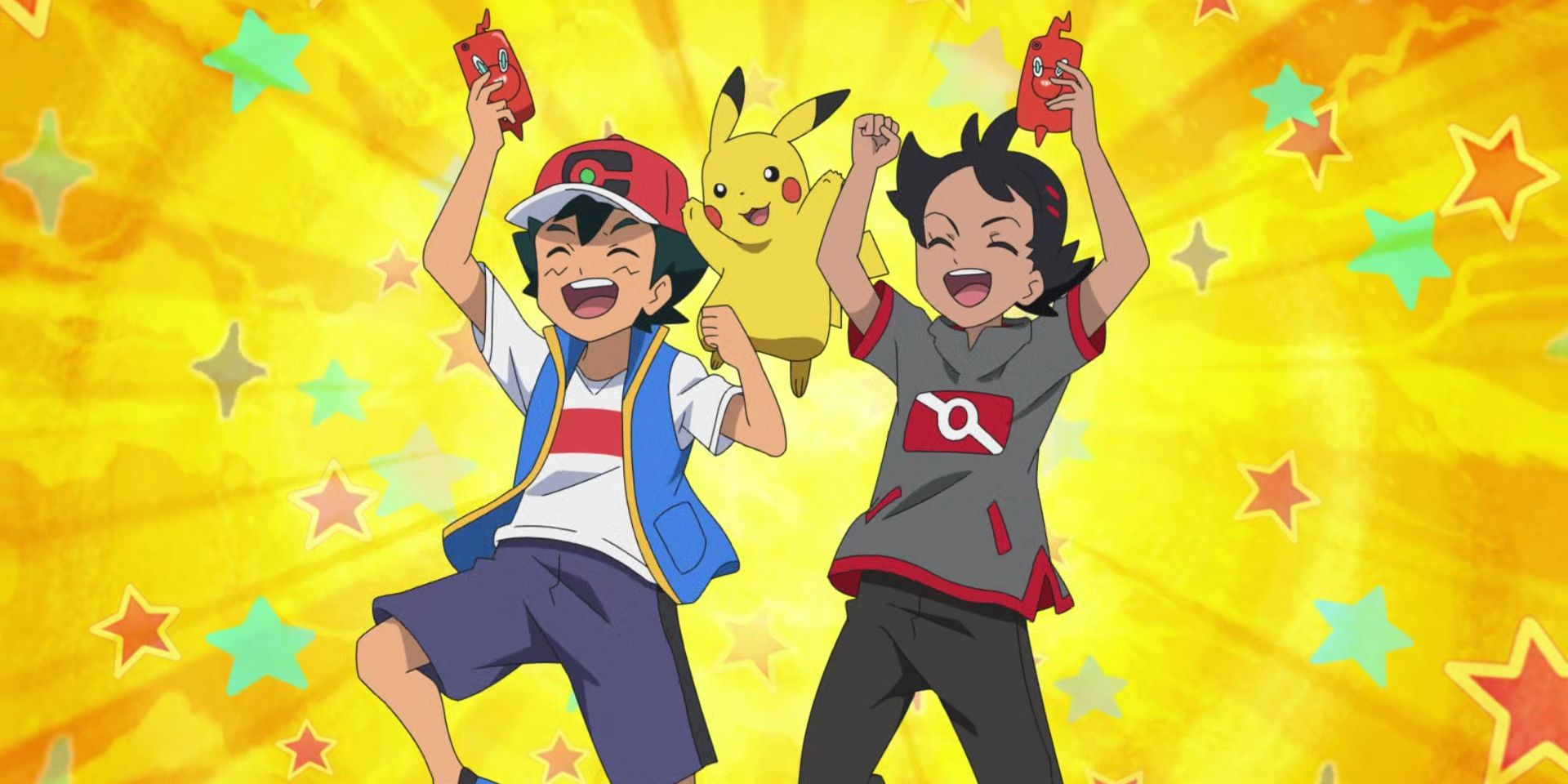 Ash Goh and Pikachu celebrating