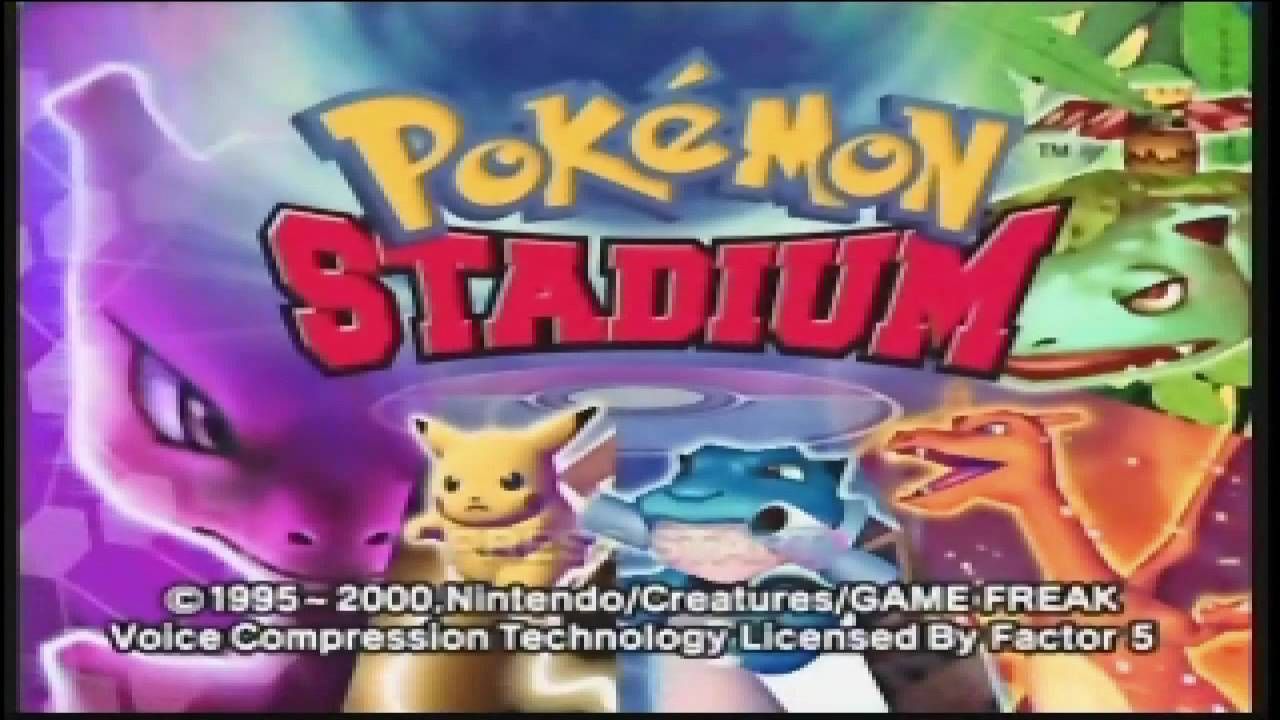 Pokemon Stadium Alternate Title Screen Blastoise Charizard Venasaur Pikachu and Mewtwo